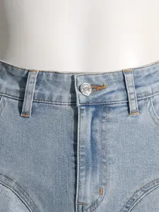 Jeans Wanita Perca Warna Kontras Mode Jeans Wanita Ramping Lurus Pakaian Kasual Keluaran Baru 2023