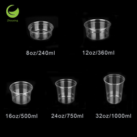 Gobelets en plastique PET jetables de qualité alimentaire de 8 oz, 12 oz, 32 oz avec couvercle pour animaux de compagnie, salades, noix, biscuits, fruits, contenants pour açaï