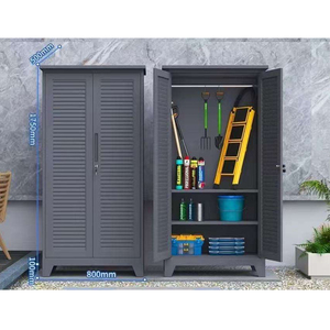<span class=keywords><strong>Armoire</strong></span> de rangement en métal avec porte à persiennes imperméable et résistante au soleil pour villa extérieure, cour, terrasse, jardin, outils, équipement de pêche - Product Image 4