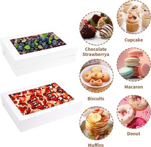 Boîtes à gâteaux 19x14x4 pouces avec fenêtre, grandes boîtes rectangulaires blanches pour pâtisseries, desserts, gâteaux, cupcakes, beignets, biscuits, tartes - Product Image 3