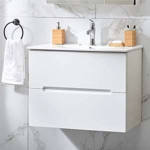 Mobile da <span class=keywords><strong>Bagno</strong></span> Moderno da 30 Pollici con <span class=keywords><strong>Lavabo</strong></span>, Montaggio a Parete, Finitura <span class=keywords><strong>in</strong></span> PVC Bianco per il Mercato Europeo - Product Image 1