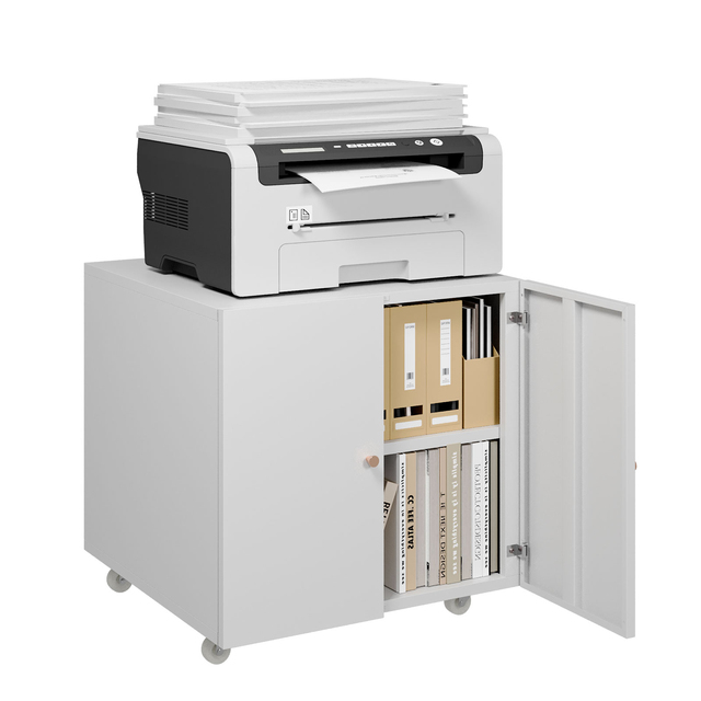 3D Heavy Duty Printer Table with Shelves Large Printer Table for Home Office Metal Fax Machine Stand for Workplace