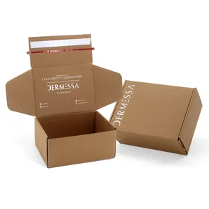 e-commerce custom logo corrugated brown kraft zipper self sealing mailing shipping mailer boxes packaging with self adhesive