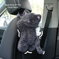 Boîte à mouchoirs de voiture en peluche chat de dessin animé, support suspendu brossé, super doux et mignon, pour dossier de siège de voiture, 31cm-50cm, 0-24 mois