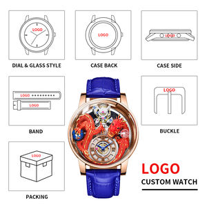 <span class=keywords><strong>Montre</strong></span> de luxe à quartz émaillée en cuir avec <span class=keywords><strong>mouvement</strong></span> analogique et cristal saphir, édition limitée Festival Dragon Action Doll - Product Image 3