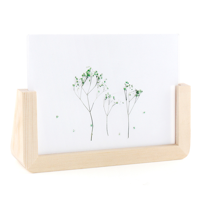 4.7*2inch Wood Picture Frame Acrylic U Shaped Photo Frame Rustic Wooden Picture Frame with Pine Base for Desktop Display