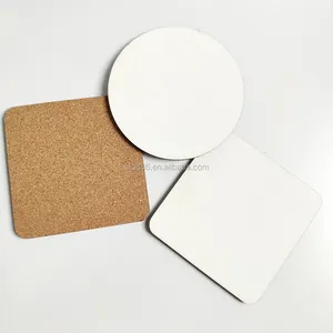 1 Porta-copos de cortiça MDF em branco para madeira, porta-copos quadrados com design personalizado, porta-copos redondo para chá de sublimação, tamanho 9 cm