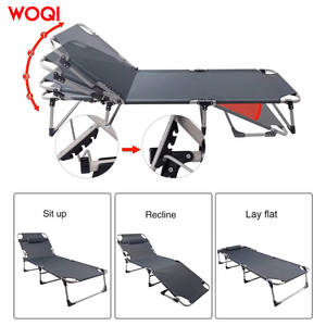Cama Plegable para Camping Woqi 190x71x30cm, Reclinable Ajustable, para Uso en Exteriores y Playa, Acero Aleado, Azul Oscuro - Product Image 1