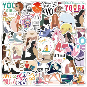 50 Uds. De pegatinas de grafiti estéticas para Yoga, deportes, salud, botella, teléfono, vinilo, hermosa chica, pegatina para mujer - Product Image 1