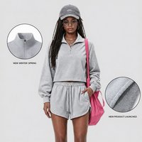 Ensemble de sweat-shirts à manches longues pour l'automne, style Old Money, avec cordon de serrage, sportif-casual, preppy, style tennis, coupe ajustée, sweat-shirt et short au niveau du genou