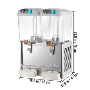Dispensador de bebidas comercial 18L * 2 tanques Dispensador de jugo 350W Dispensador de bebidas de té helado de acero inoxidable - Product Image 3
