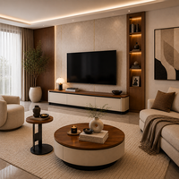 Chengda Eleganter Luxuriöser Moderner Einzigartiger Geräumiger Abgerundeter Marmor Funktionaler Holzrahmen Langlebiger Umweltfreundlicher Maßgefertigter Couchtisch