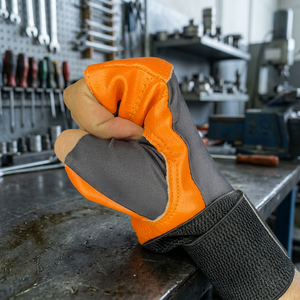 Orange Breathable Leather Gym <b>Gloves</b> Fluorescent <b>Sport</b> <b>Gloves</b> for Fitness Non-Slip Weight Lifting Cycling Time Color for sale - Product Image 3