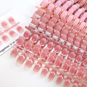 <span class=keywords><strong>Faux</strong></span> <span class=keywords><strong>Ongles</strong></span> à Coller Style Français Nude Pur, Couverture Complète, Forme Carrée Courte, Taille Personnalisée, 120 Pièces/Set - Product Image 1