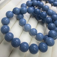 Bracelet de perles rondes lisses en opale bleue naturelle Meihan pour la fabrication de bijoux DIY, cadeau