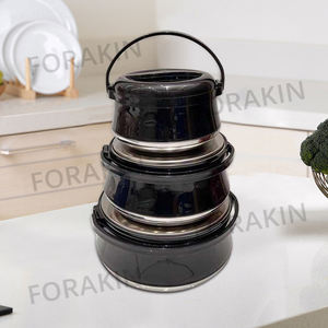 YJM959 대형 식품 워머 용량 2.5 + 4.5 + 6.5L 공장 핫 세일 스테인레스 스틸 대형 냄비 블랙 컬러 클래식 주방 냄비 - Product Image 3