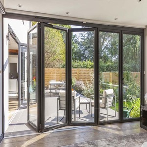 Porte <span class=keywords><strong>accordéon</strong></span> coulissante et pliante extérieure CA USA, étanche, pour patio, triple vitrage, aluminium, double vitrage, portes pliantes - Product Image 1