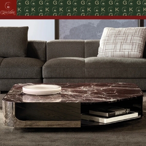 <span class=keywords><strong>โต๊ะ</strong></span>กาแฟ<span class=keywords><strong>หิน</strong></span>อ่อนสีแดงรุ่นโรสโซ เลวันโต ทรงสี่เหลี่ยมผืนผ้า สำหรับห้องนั่งเล่นสไตล์โมเดิร์น GOLDKING ฐานไม้จริงพร้อมชั้นวางสินค้า ผลิตโดยโรงงาน OEM ODM โดยตรง - Product Image 2