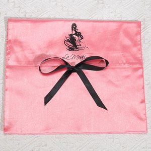 High Quality Custom Printed Envelope Style Purse Packaging Satin Dust Bag With Bowknot Luxury Envelope Hair <b>Extension</b> Silk Bag - Product Image 3
