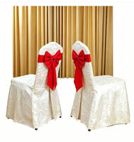 Housses de chaise jacquard personnalisées avec ceinture décorative, nappes rondes, housses de chaise de banquet, jupes de table pour mariage et hôtel