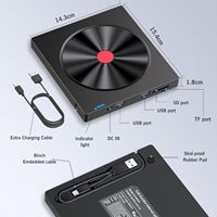 Unidad de Blu-ray Externa 7 en 1, USB 3.0 Tipo-C, Grabadora de Blu-ray y DVD Óptica Delgada con Lector de Tarjetas SD/TF, 2 Puertos USB 3.0 Compatibles