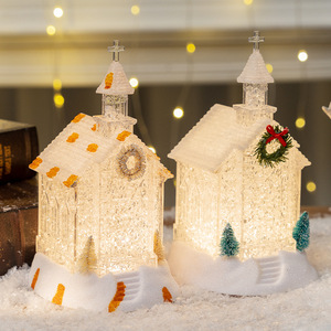 Dropshipping Shopify Christmas Church Lantern <b>Night</b> <b>Light</b> Glowing House Figurine Holiday Table Decor Gift - Product Image 3