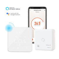 Termostato inteligente de caldera de gas inalámbrico con pantalla LED de diseño de vidrio templado recién llegado