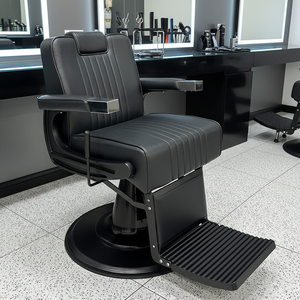 Sillón de Barbería Clásico Negro, Plegable, Ajustable, para Salón de Belleza, Marca K Vintage - Product Image 2