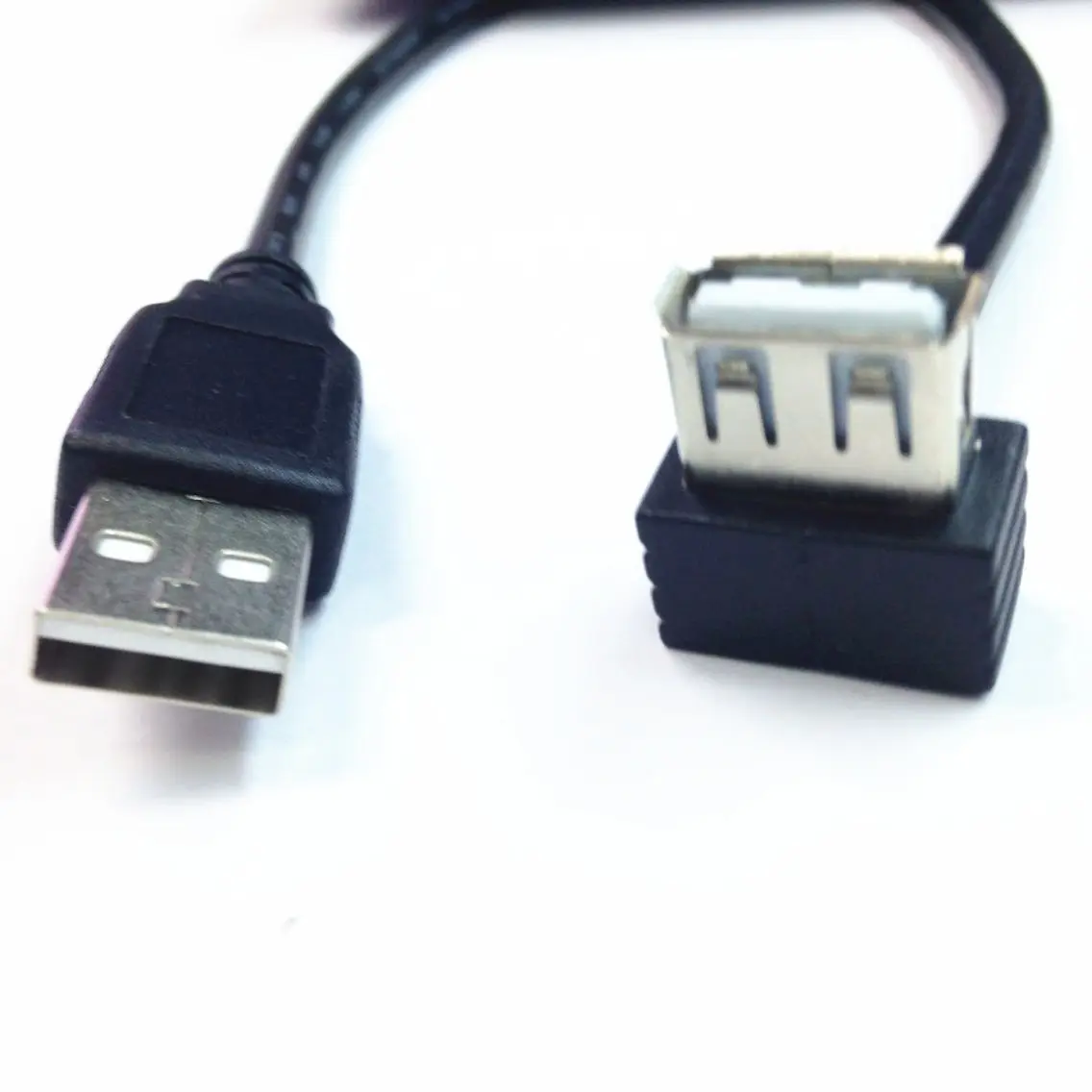 USB 2.0 A female up angle plug to USB A male right angle extension cable