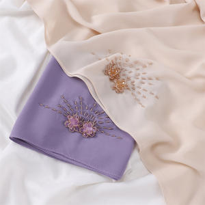 2024 nuevo lujo hecho a mano <span class=keywords><strong>Malus</strong></span> <span class=keywords><strong>Spectabilis</strong></span> 70*180cm perla gasa con cuentas Hijab diseñador Hijab con cuentas para mujeres musulmanas - Product Image 3