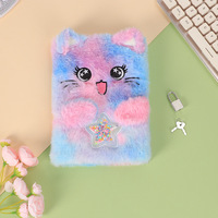 Journal de chat moelleux coloré Adorable cahier d'animal avec journal moelleux de serrure pour l'écriture quotidienne