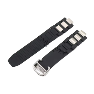Cinturino per Orologio in Silicone Nero di Lusso 20mm con Chiusura Argento Traspirante Compatibile con <span class=keywords><strong>Modelli</strong></span> <span class=keywords><strong>Cartier</strong></span> 21 W10198U2 W10125U2 W10197U2 - Product Image 1