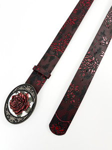 Nuova <span class=keywords><strong>Cintura</strong></span> da <span class=keywords><strong>Donna</strong></span> Retrò in Pelle PU <span class=keywords><strong>Bordeaux</strong></span> con Rose in Rilievo, Stile Y2K, con Fibbia Decorativa in Lega Unica e Audace per Jeans e Vestiti - Product Image 4