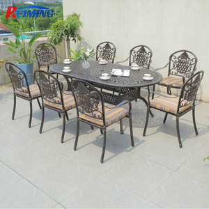 Ensemble de salle à manger d'extérieur moderne 8 places en fonte d'aluminium <span class=keywords><strong>Table</strong></span> et <span class=keywords><strong>chaises</strong></span> ovales légères pour meubles de jardin parc hôtel restaurant - Product Image 4