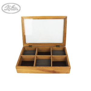 Hecho a mano de la <span class=keywords><strong>joyería</strong></span> de almacenamiento caja de embalaje de cajas con tapa de vidrio - Product Image 1