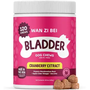 OEM/ODM dukungan sistem imun kunyah Cranberry lembut untuk anjing peliharaan untuk perawatan UTI kontrol kandung kemih & dukungan ginjal