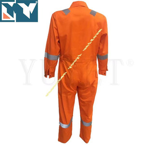 Combinaison de travail de sécurité en 100% coton, couleur Orange, haute visibilité, réfléchissante à l'huile, vêtements industriels - Product Image 2