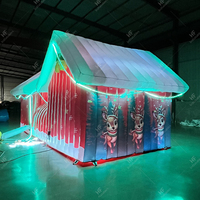 Château gonflable de Noël personnalisé avec lumières LED, maison du père Noël en tissu Oxford pour la publicité des vacances