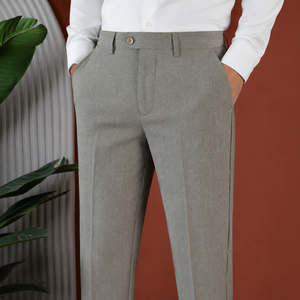 <span class=keywords><strong>Pantaloni</strong></span> Eleganti da Uomo <span class=keywords><strong>Grigio</strong></span> Tie-Dye a Gamba Dritta in Tessuto Pettinato Stile Italiano - Business-Casual, Formali, per Ufficio, Matrimonio, Gala - Product Image 6