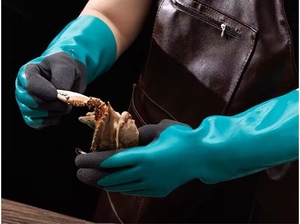 Guantes antipicaduras para pesca acuática, captura de peces, langosta, cangrejo, alambre de acero, castaño, guantes antipicaduras alargados impermeables - Product Image 6