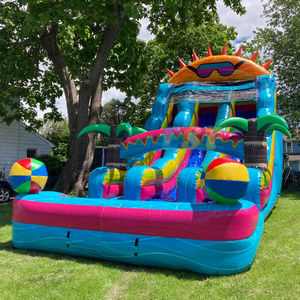 สไลเดอร์น้ำแบบสองเลนสำหรับเด็กสไลเดอร์ปราสาท<span class=keywords><strong>เป่า</strong></span><span class=keywords><strong>ลม</strong></span>22FT สำหรับสวนหลังบ้าน - Product Image 1