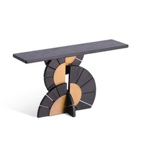 Table console artistique série Savannah 1,5 m en bois de frêne naturel, table d'entrée moderne rétro sculpturale, meuble de couloir