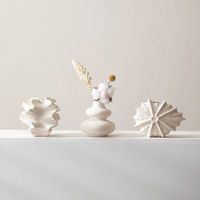 Set Vas Bunga Kering Keramik Rustic Berbintik Gaya Wabi-Sabi & Modern untuk Ruang Tamu dan Pintu Masuk