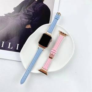 Bracelet de montre en cuir véritable à maillons en métal de luxe pour <span class=keywords><strong>Apple</strong></span> <span class=keywords><strong>Watch</strong></span> <span class=keywords><strong>7</strong></span> 6 5 4 SE 3 Dragonne mince à la mode pour IWatch 38 40 42 44 41 <span class=keywords><strong>45m</strong></span> - Product Image 3