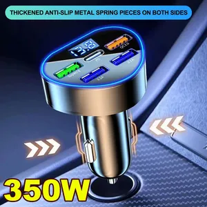 Cargador de Coche de 350W con USB Tipo C, Carga Súper Rápida en el Coche con Monitor de Voltaje LED para iPhone, Samsung, Huawei, Oneplus, Vivo, Oppo - Product Image 4