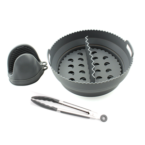 Ensemble d'accessoires pour friteuse à <span class=keywords><strong>air</strong></span> 6 en 1 en silicone - Revêtements ronds antiadhésifs résistants à la chaleur de <span class=keywords><strong>qualité</strong></span> alimentaire avec séparateur, gants, pinces, brosse à huile - Product Image 3