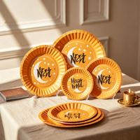 Assiette en papier ronde jetable, biodégradable, écologique, pour le camping et les fêtes