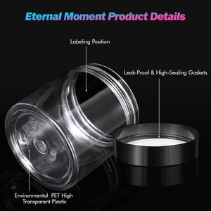 WIDE MOUTH LEAK PROOF 4oz 6oz 8oz 10oz 16oz PET Plastic Cosmetic Storage <b>Containers</b> with Screw Top Lids - Product Image 3
