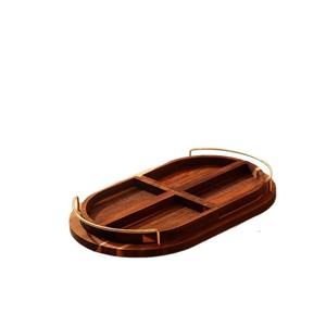 Oval solid wood <b>tray</b> with handles, fruit and dessert plate, breakfast food <b>tray</b>, dry brewing plate, coaster, <b>tea</b> <b>tray</b>, - Product Image 1