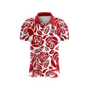 เสื้อเชิ้ตพิมพ์ลายดอกไม้คุณภาพดีที่สุดสำหรับทุกเพศ แขนสั้น ติดกระดุม ไซส์ใหญ่ ระบายอากาศได้ดี ผ้าเจอร์ซีย์ต้านเชื้อแบคทีเรีย - Product Image 1